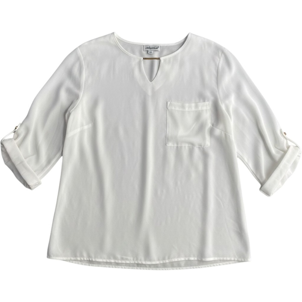 Vintage Womens Keyhole Blouse Top Size 22W‎ NEW Roll Tab Sheer Flowy Lightweight